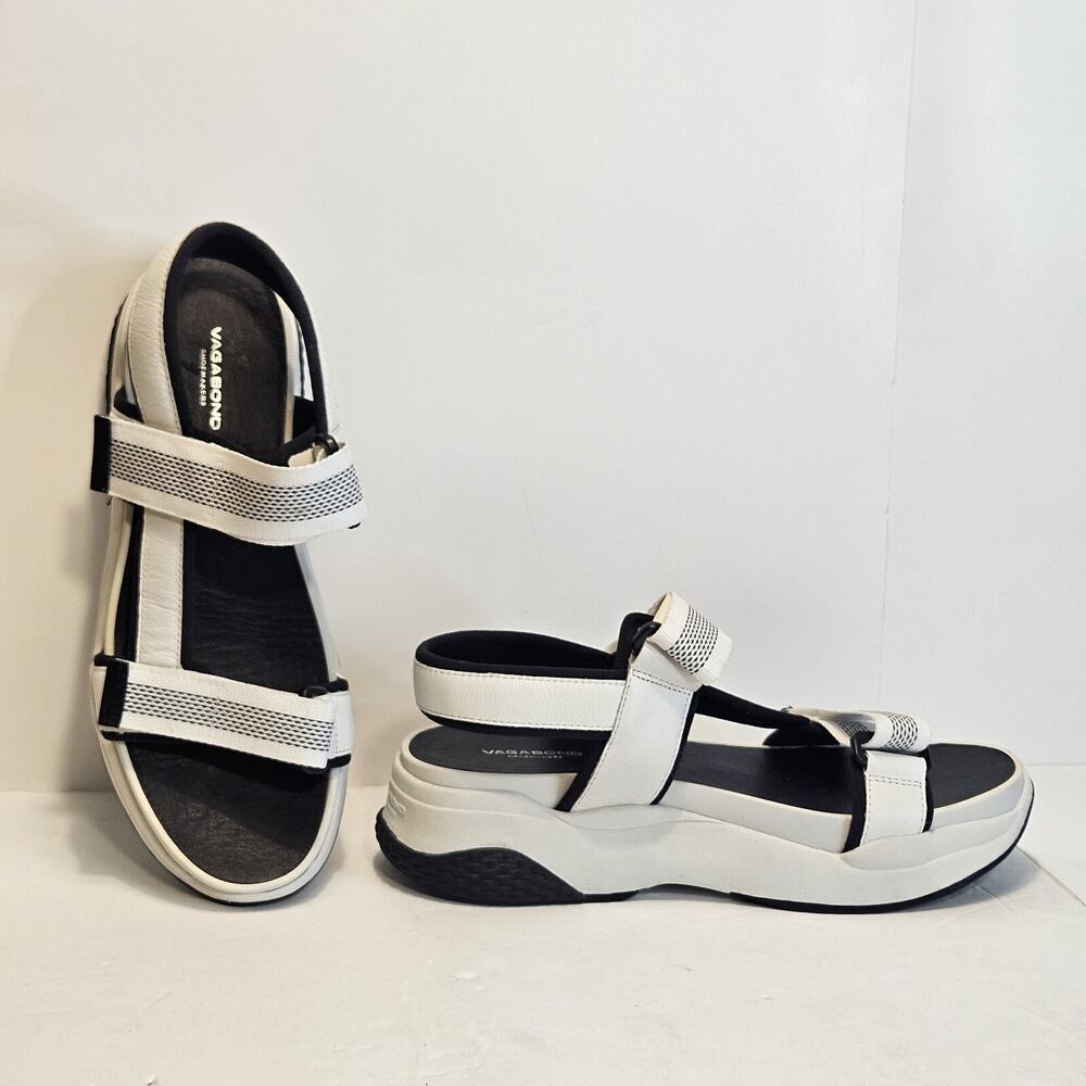 Vagabond Lori Platform Sandals Size 9 Womens White Black Straps Sandels Shoes